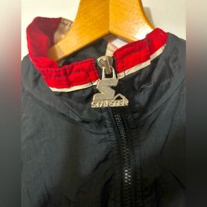 VINTAGE Starter full zip Windbreaker Jacket black red white 90s era size Large